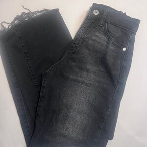 Target Art And Glass Girls Black Wash Jeans Wide Leg With Fraed Ends Size 7